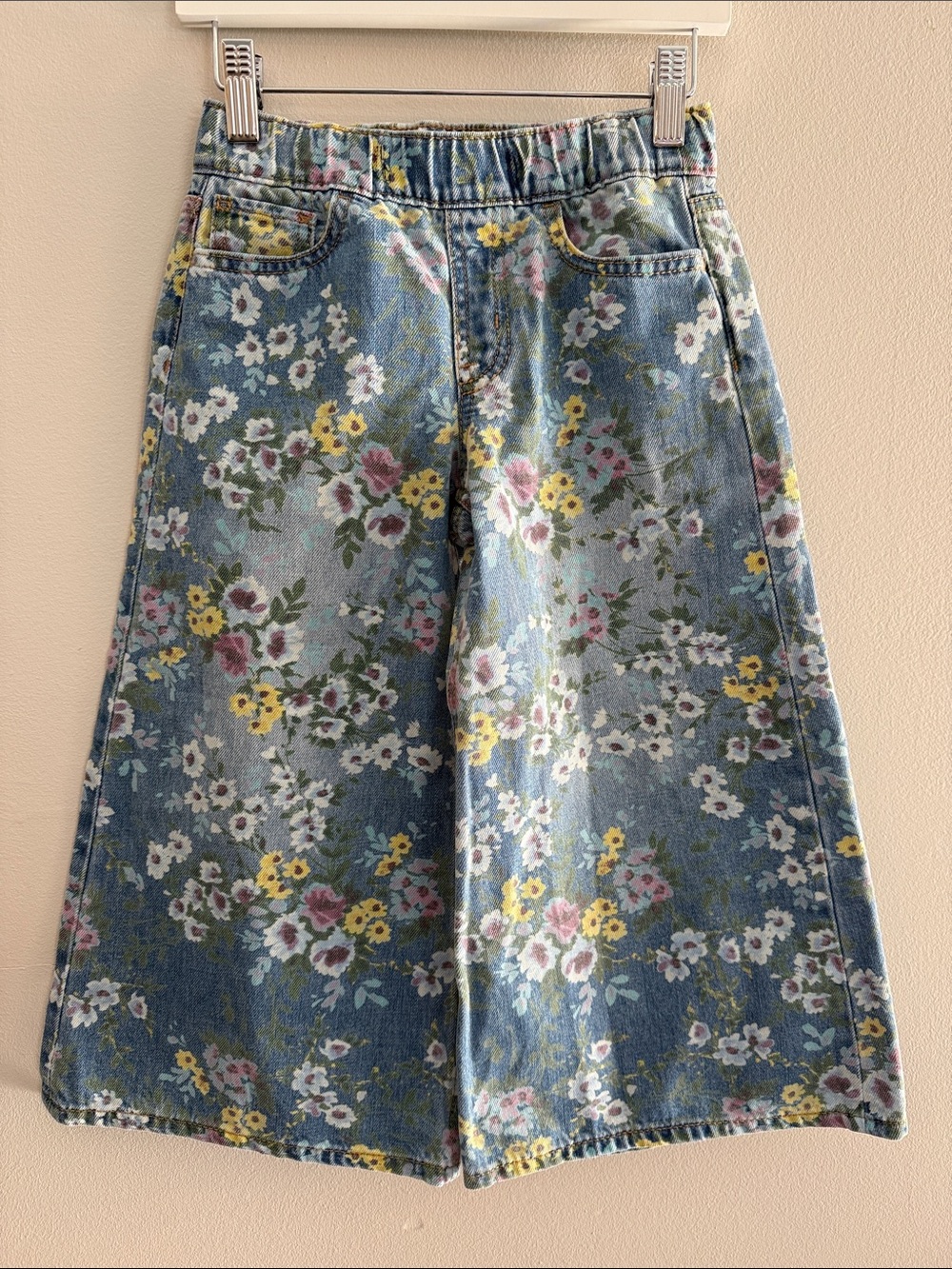 GAP Floral Blue Denim Wide-Leg Kids Jeans